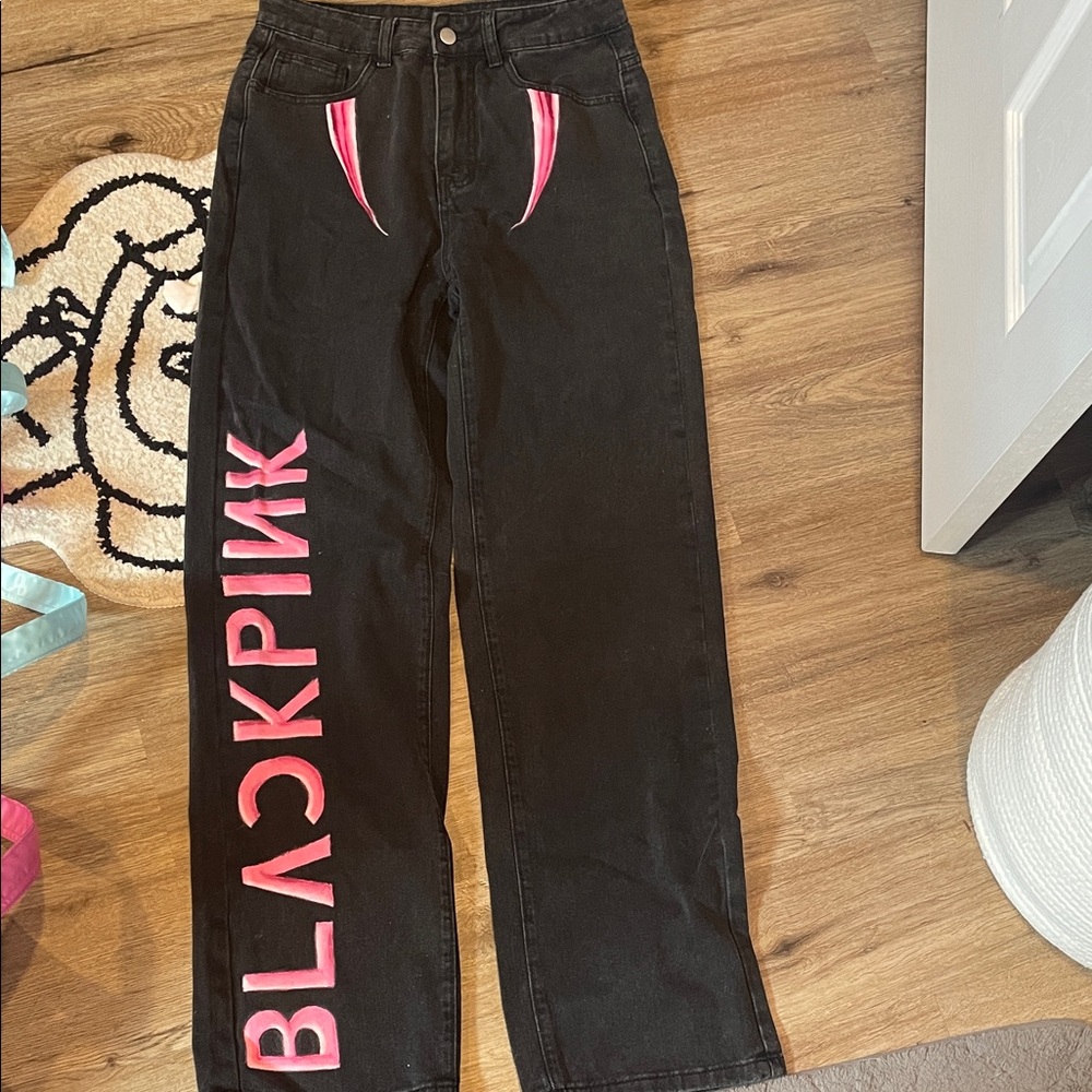 handpainted blackpink pink venom jeans